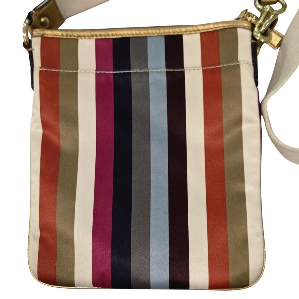 Coach Legacy Stripe Swingpack Crossbody Multicolor Satin Gold Trim Y2K Rare - Picture 11 of 13